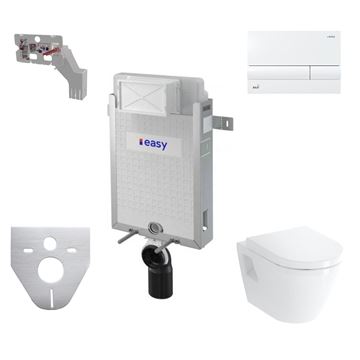 VITRA INTEGRA závesné WC s montážnym prvkom RENOVMODUL, sedadlo, biele tlačidlo