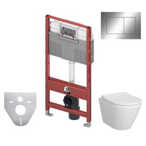VITRA INTEGRA závesné WC s montážnym prvkom TECEprofil, Rim-ex splachovanie, SoftClose sedátko, chrómové tlačidlo