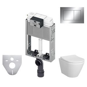 VITRA INTEGRA závesné WC s montážnym prvkom TECEbox, Rim-ex splachovanie, SoftClose sedátko, lesklé chrómové tlačidlo