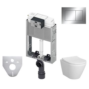 VITRA INTEGRA závesné WC s montážnym prvkom TECEbox, Rim-ex splachovanie, SoftClose sedadlo, lesklé chrómové tlačidlo