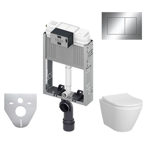 VITRA INTEGRA závesné WC s montážnym prvkom TECEbox, Rim-ex splachovanie, SoftClose sedátko, lesklé chrómové tlačidlo SET VITRA+TECE ZED Obrázek - Hlavní obrázek