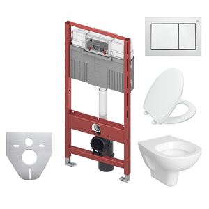 CONCEPT 100 závesné WC s montážnym prvkom TECEprofil, sedátko, biele tlačidlo