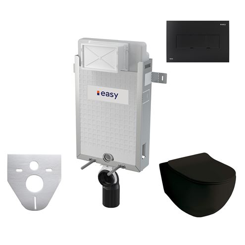 ARTCERAM FILE 2.0 závesné WC s montážnym prvkom Easy Renovmodul, Rimless splachovanie, SoftClose sedátko, čierne tlačidlo PT3.ALKF-RSC.B.13 Obrázek - Hlavní obrázek