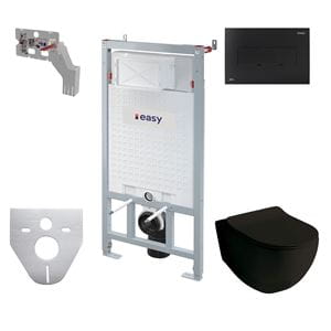 ARTCERAM FILE 2.0 závesné WC s montážnym prvkom Easy Sadromodul, Rimless splachovanie, SoftClose sedátko, čierne tlačidlo