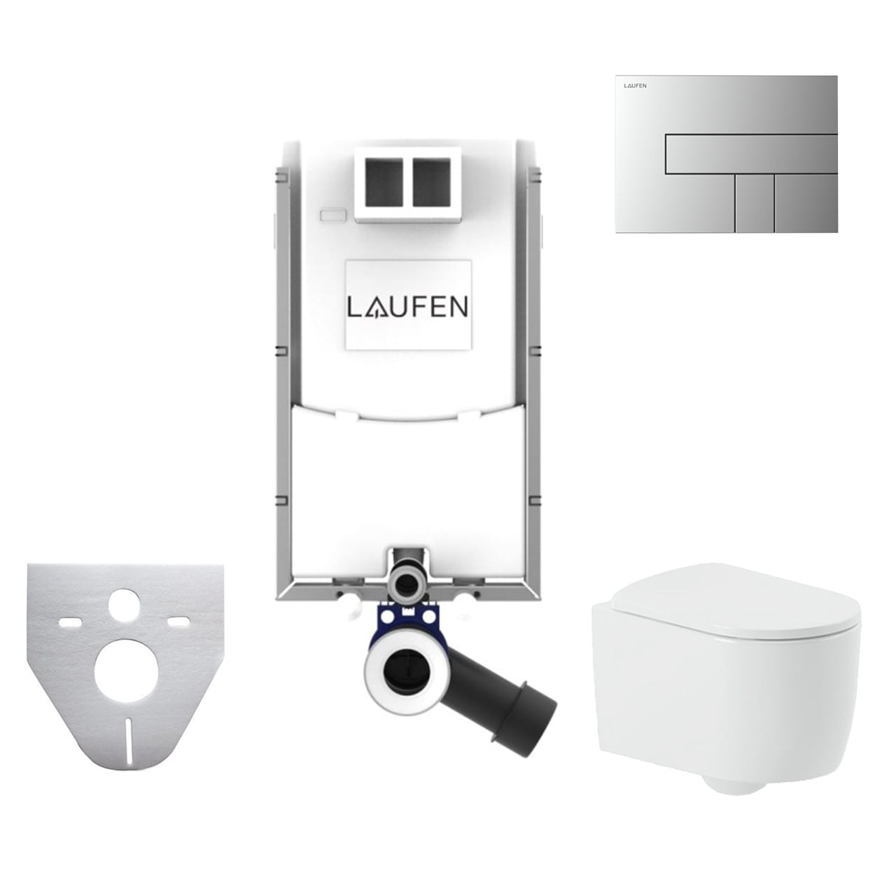 ARTCERAM MONET závesné WC s montážnym prvkom Laufen Ineo, Rimless splachovanie, SoftClose sedátko, chrómové tlačidlo
