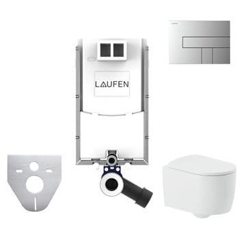 ARTCERAM MONET závesné WC s montážnym prvkom Laufen Ineo, Rimless splachovanie, SoftClose sedadlo, chrómové tlačidlo