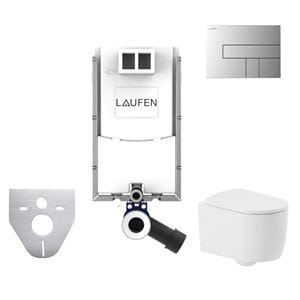 ARTCERAM MONET závesné WC s montážnym prvkom Laufen Ineo, Rimless splachovanie, SoftClose sedátko, chrómové tlačidlo