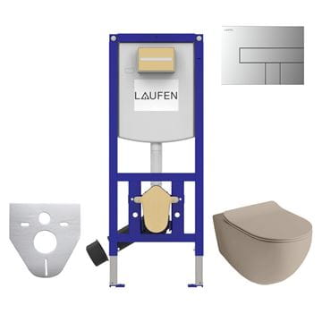 ARTCERAM FILE 2.0 závesné WC s montážnym prvkom Laufen Ineo, Rimless splachovanie, SoftClose sedadlo, chrómové tlačidlo