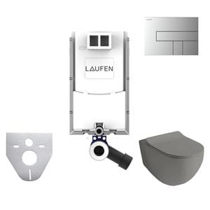 ARTCERAM FILE 2.0 závesné WC s montážnym prvkom Laufen Ineo TW102, Rimless splachovanie, SoftClose sedátko, chrómové tlačidlo