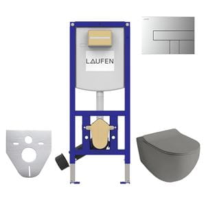 ARTCERAM FILE 2.0 závesné WC s montážnym prvkom Laufen Ineo CW102, Rimless splachovanie, SoftClose sedátko, chrómové tlačidlo