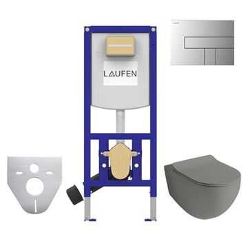 ARTCERAM FILE 2.0 závesné WC s montážnym prvkom Laufen Ineo CW102, Rimless splachovanie, SoftClose sedadlo, chrómové tlačidlo