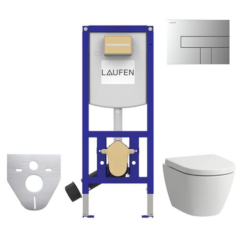 LAUFEN FIORA závesné WC s montážnym prvkom Laufen Ineo CW102, Rimless splachovanie, SoftClose sedátko, chrómové tlačidlo PT2.LADF-RSC.CR.6 Obrázek - Hlavní obrázek