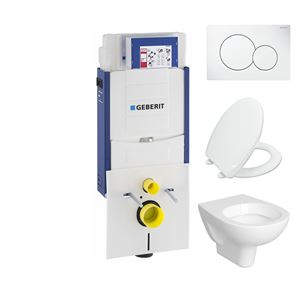 CONCEPT 100 závesné WC s montážnym prvkom Kombifix, sedátko, biele tlačidlo
