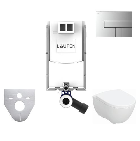 CONCEPT závesné WC s montážnym prvkom Laufen Ineo TW102, Rimfree splachovanie, Soft-close sedátko, chrómové tlačidlo PT2.LAKF-RSC.CR.7 Obrázek - Hlavní obrázek