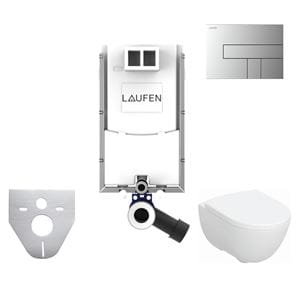 CONCEPT závesné WC s montážnym prvkom Laufen Ineo TW102, Rimfree splachovanie, Soft-close sedátko, chrómové tlačidlo