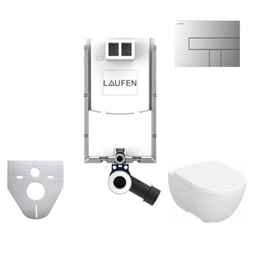 CONCEPT závesné WC s montážnym prvkom Laufen Ineo TW102, Rimfree splachovanie, Soft-close sedadlo, chrómové tlačidlo