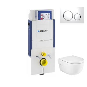 CONCEPT závesné WC s montážnym prvkom Kombifix, Rimfree splachovanie, Soft-close sedátko, biele tlačidlo