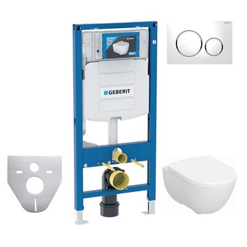 CONCEPT závesné WC s montážnym prvkom Duofix, Rimfree splachovanie, Soft-close sedadlo, biele tlačidlo