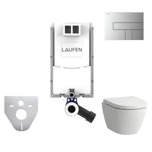 LAUFEN FIORA závesné WC s montážnym prvkom Laufen Ineo TW102, Rimless splachovanie, SoftClose sedátko, chrómové tlačidlo PT2.LAKF-RSC.CR.5 Obrázek - Hlavní obrázek