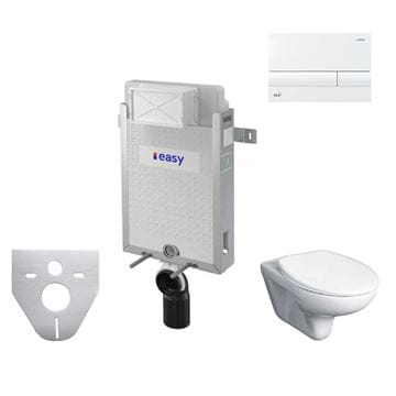 EASY závesné WC s montážnym prvkom Renovmodul, sedadlo, biele tlačidlo