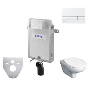 EASY závesné WC s montážnym prvkom Renovmodul, sedátko, biele tlačidlo