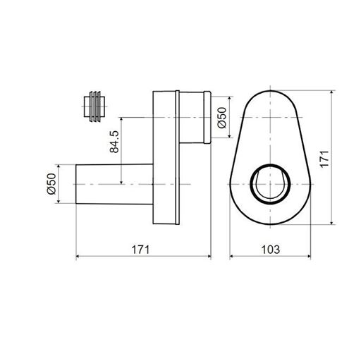 SLOVARM pisoárový sifón DN50, s manžetou 620958 Technický nákres