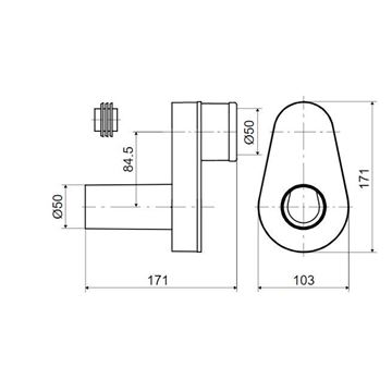 SLOVARM pisoárový sifón DN50, s manžetou 620958 Technický nákres