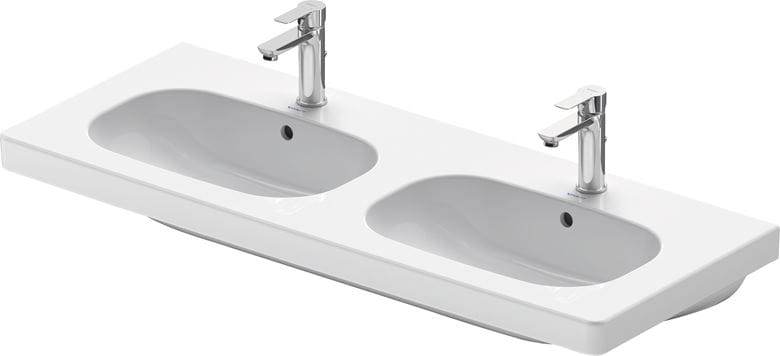 DURAVIT D-CODE dvojumývadlo 120 cm, s 2 otvormi pre batérie a prepadom 03481200002 Obrázek - fotka