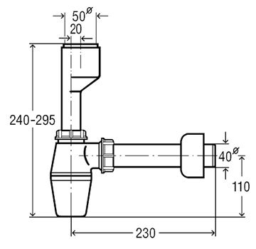 VIEGA 5725.94 pisoárový sifón DN40, s manžetou 112271 Technický nákres