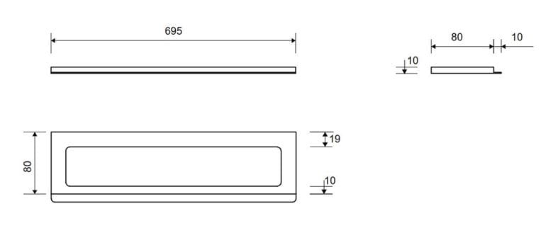 UNIDRAIN CLASSICLINE 1500 rámček 695 mm, pre sprchový žľab, nerez oceľ 1500.0710 Technický nákres