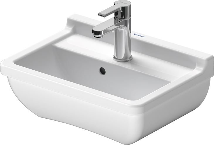 DURAVIT STARCK 3 umývadielko 45 cm, s otvorom pre batériu a prepadom, WonderGliss 07504500001 Obrázek - fotka
