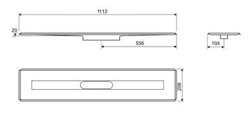UNIDRAIN 3004 sprchový žľab 1000 mm, do priestoru, bez odtoku, bez roštu, nerez oceľ 3004.1000 Technický nákres