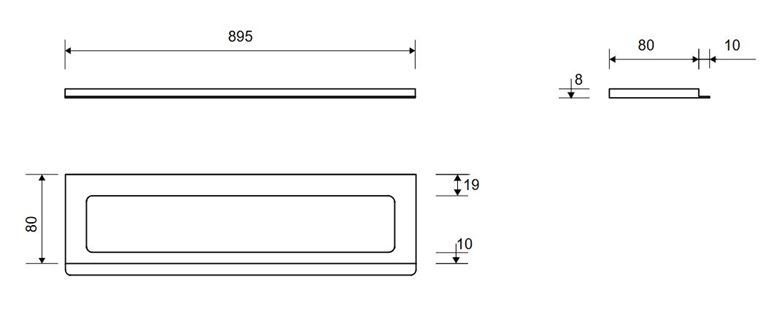 UNIDRAIN CLASSICLINE 1500 rámček 895 mm, pre sprchový žľab, kartáčovaná nerez oceľ 1500.0908 Technický nákres