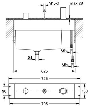 GROHE montážne teleso DN20 33339000 Technický nákres