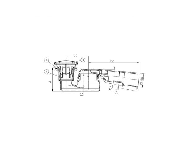 HL vaničkový sifón pr. 60 mm, chróm HL514/SN-80 Technický nákres