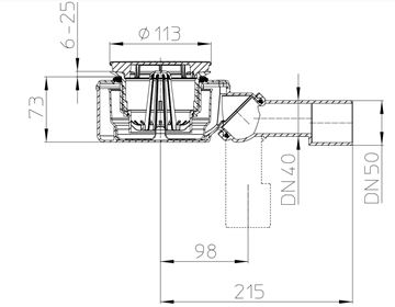 HL vaničkový sifón pr. 90 mm, chróm HL520F Technický nákres