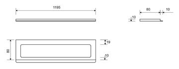 UNIDRAIN CLASSICLINE 1500 rámček 1195 mm, pre sprchový žľab, kartáčovaná nerez oceľ 1500.1210 Technický nákres