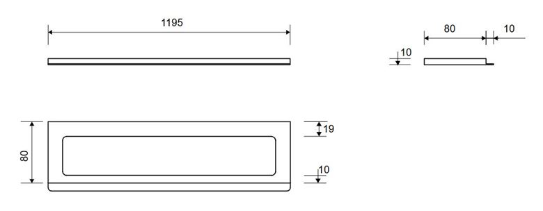 UNIDRAIN CLASSICLINE 1500 rámček 1195 mm, pre sprchový žľab, kartáčovaná nerez oceľ 1500.1210 Technický nákres