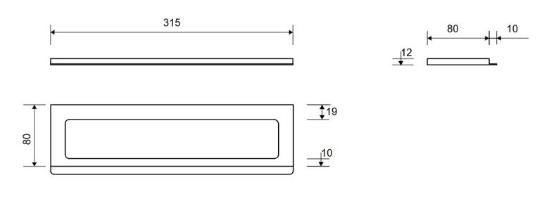 UNIDRAIN CLASSICLINE 1500 rámček 315 mm, pre sprchový žľab, kartáčovaná nerez oceľ 1500.0312 Technický nákres