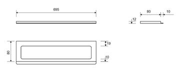 UNIDRAIN CLASSICLINE 1500 rámček 695 mm, pre sprchový žľab, kartáčovaná nerez oceľ 1500.0712 Technický nákres