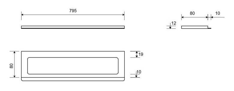 UNIDRAIN CLASSICLINE 1500 rámček 795 mm, pre sprchový žľab, kartáčovaná nerez oceľ 1500.0812 Technický nákres