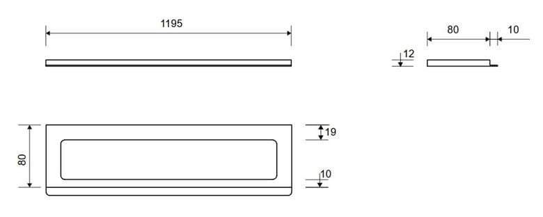 UNIDRAIN CLASSICLINE 1500 rámček 1195 mm, pre sprchový žľab, kartáčovaná nerez oceľ 1500.1212 Technický nákres