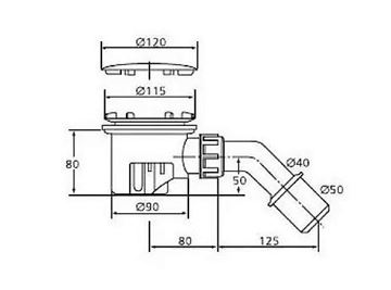 IDEAL STANDARD TEMPOPLEX vaničkový sifón pr. 90 mm, chróm K7817AA Technický nákres