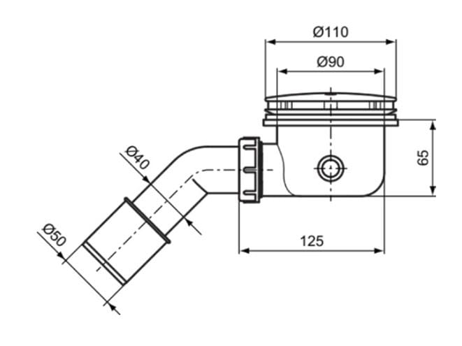 IDEAL STANDARD vaničkový sifón pr. 90 mm, chróm J3417AA Technický nákres