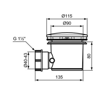 IDEAL ŠTANDARD SIMPLICITY vaničkový sifón pr. 90 mm, chróm L6307AA Technický nákres