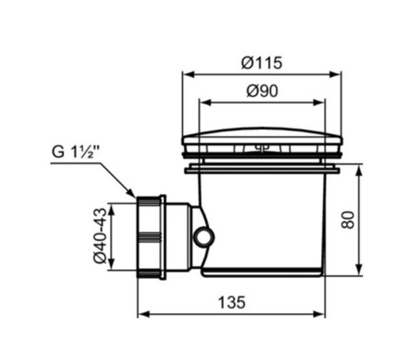 IDEAL ŠTANDARD SIMPLICITY vaničkový sifón pr. 90 mm, chróm L6307AA Technický nákres
