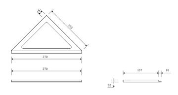 UNIDRAIN CLASSICLINE 2501 rámček 270x193 mm, pre sprchový žľab, kartáčovaná nerez oceľ 2501.0210 Technický nákres
