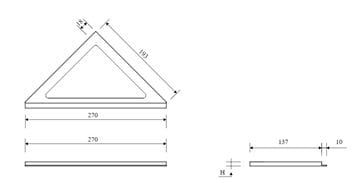 UNIDRAIN CLASSICLINE 2501 rámček 270x193 mm, pre sprchový žľab, kartáčovaná nerez oceľ 2501.0212 Technický nákres
