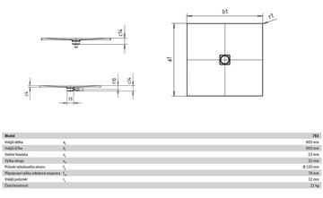KALDEWEI CONOFLAT 783-1 sprchová vanička 90x90 cm, smaltovaná oceľ, bez nosiča, Perl Effekt 465300013001 Technický nákres