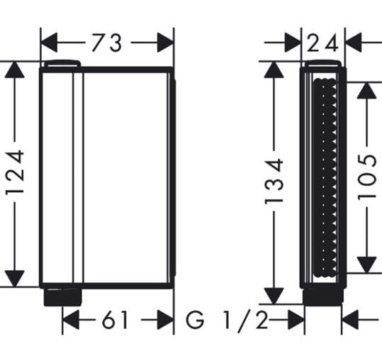 AXOR ONE 2JET ručná sprcha 124 mm, 2 prúdy, chróm 45720000 Technický nákres
